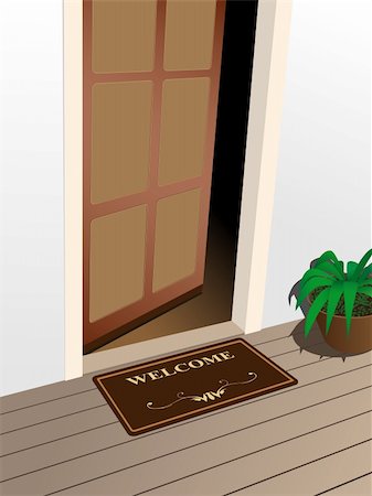 door mat welcome - vector welcome mat on the porch Stock Photo - Budget Royalty-Free & Subscription, Code: 400-04348872