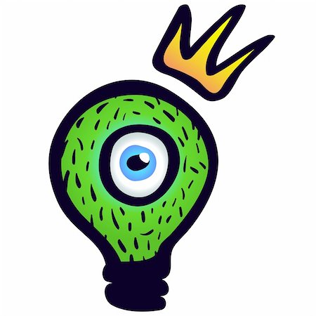 simsearch:400-04307051,k - Green light bulb with eye and crown. Stock Photo - Budget Royalty-Free & Subscription, Code: 400-04348898