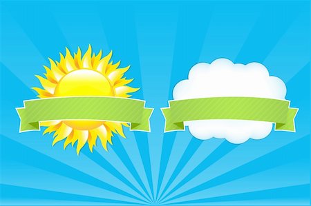 Sun And Cloud With Ribbons, Vector Illustration Stock Photo - Budget Royalty-Free & Subscription, Code: 400-04349004
