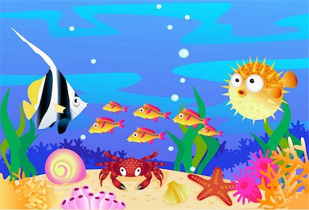 deep dive - Vector illustration of sealife cartoon Stock Photo - Budget Royalty-Free & Subscription, Code: 400-04349080