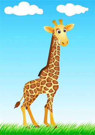 vector illustration of giraffe cartoon Foto de stock - Super Valor sin royalties y Suscripción, Código: 400-04349121