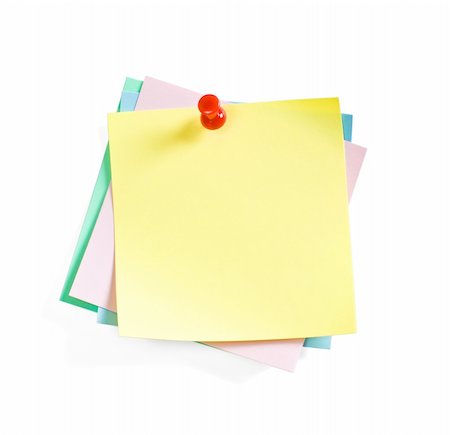 simsearch:400-04055212,k - The colour sticky notes  held by a pushpin for message or comment Photographie de stock - Aubaine LD & Abonnement, Code: 400-04349290