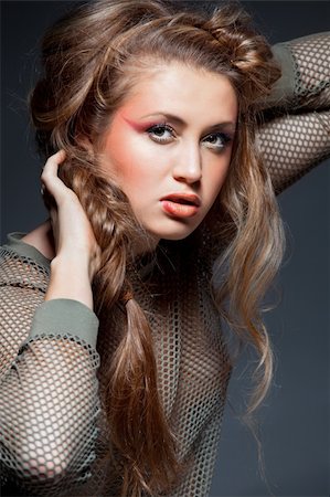 beautiful young blonde woman with glamour make-up Stockbilder - Microstock & Abonnement, Bildnummer: 400-04349311