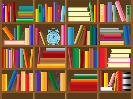 seamless bookshelf - wooden bookshelf vector, abstract art illustration Stock Photo - Budget Royalty-Free & Subscription, Code: 400-04349515