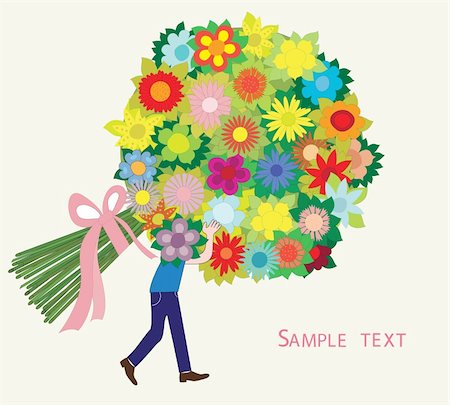 a stylized image of a man with a bouquet Stock Photo - Budget Royalty-Free & Subscription, Code: 400-04349513