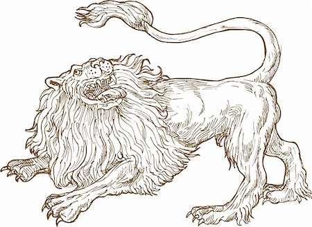 simsearch:400-05077674,k - illustration of an Angry lion roaring looking up viewed from the side Photographie de stock - Aubaine LD & Abonnement, Code: 400-04349570