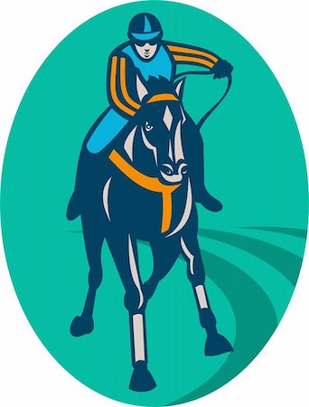 illustration of a Horse and jockey racing  race track front view Stock Photo - Budget Royalty-Free & Subscription, Code: 400-04349685