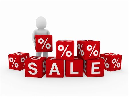 simsearch:400-04372997,k - 3d sale human red cube sell business discount Fotografie stock - Microstock e Abbonamento, Codice: 400-04349746