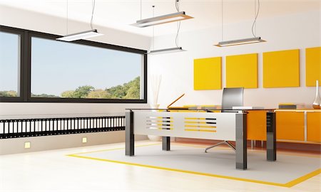 orange and black orange office - rendering- the image on background is a my photo Stock Photo - Budget Royalty-Free & Subscription, Code: 400-04349758