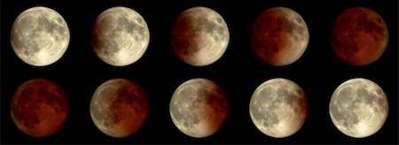 The Moon during an eclipse - a series of different phases. Foto de stock - Super Valor sin royalties y Suscripción, Código: 400-04349954