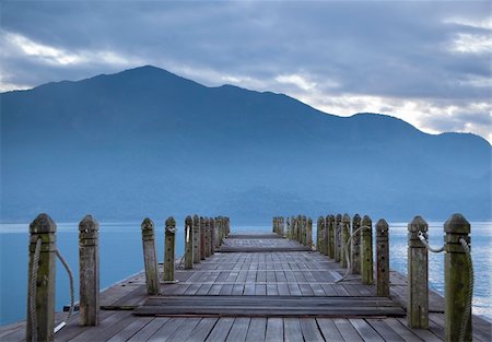 empty bridge - look on pier and mountain in the morning Stock Photo - Budget Royalty-Free & Subscription, Code: 400-04340129