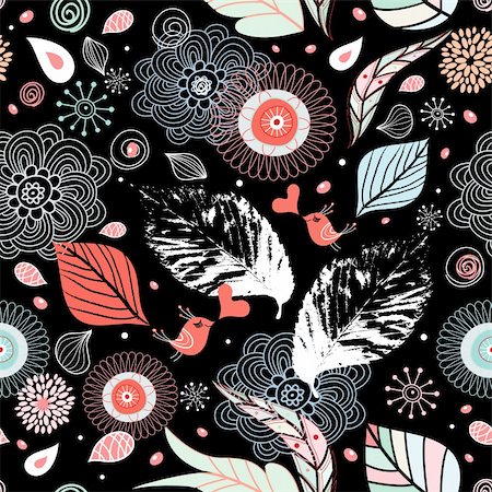 simsearch:400-04910406,k - seamless pattern with passionate red birds on a black background Stock Photo - Budget Royalty-Free & Subscription, Code: 400-04340135