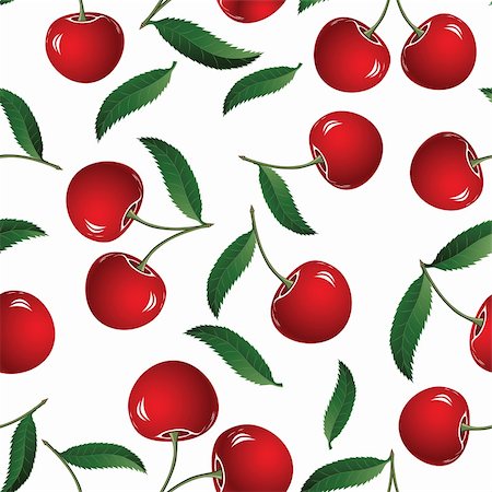 Seamless red cherry background. Vector illustration. Element for design. Stock Photo - Budget Royalty-Free & Subscription, Code: 400-04340200