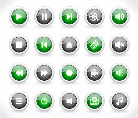 pause button - Shiny color buttons with media icons Stock Photo - Budget Royalty-Free & Subscription, Code: 400-04340247