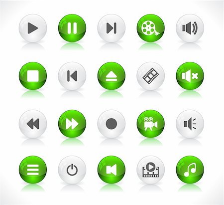 pause button - Shiny color buttons with media icons Stock Photo - Budget Royalty-Free & Subscription, Code: 400-04340249
