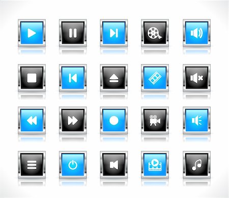 pause button - Shiny color buttons with media icons Stock Photo - Budget Royalty-Free & Subscription, Code: 400-04340251