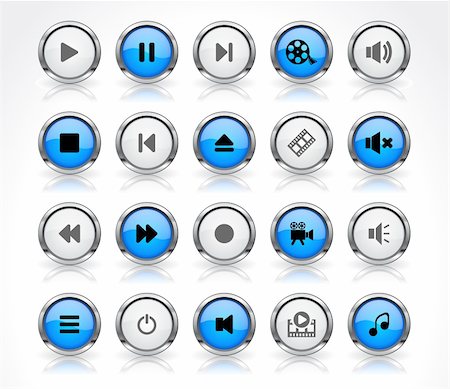 pause button - Shiny color buttons with media icons Stock Photo - Budget Royalty-Free & Subscription, Code: 400-04340277