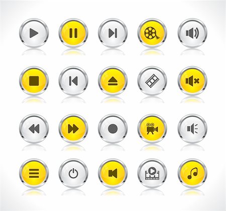 pause button - Shiny color buttons with media icons Stock Photo - Budget Royalty-Free & Subscription, Code: 400-04340288