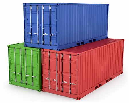 simsearch:400-06631279,k - Three freight containers isolated on white background Stockbilder - Microstock & Abonnement, Bildnummer: 400-04340392