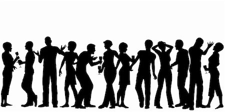 Editable vector silhouettes of men and women standing at a party with every person as a separate object Stock Photo - Budget Royalty-Free & Subscription, Code: 400-04340516