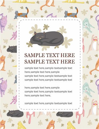 simsearch:400-04344669,k - cartoon cat card Foto de stock - Super Valor sin royalties y Suscripción, Código: 400-04340543