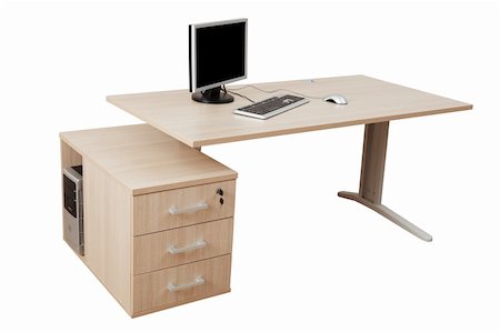 dressers table - desk and a modern computer on a white background Stock Photo - Budget Royalty-Free & Subscription, Code: 400-04340649
