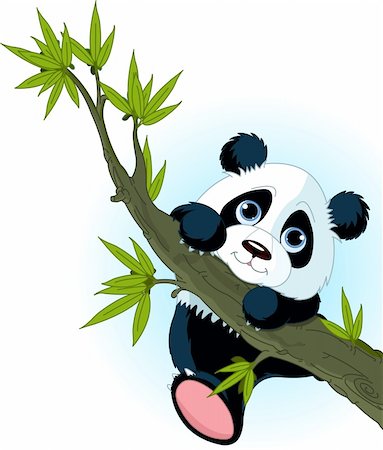 Very cute Giant panda climbing tree Stock Photo - Budget Royalty-Free & Subscription, Code: 400-04340641