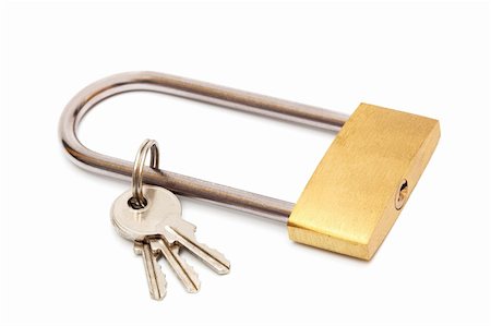 simsearch:400-05320318,k - modern padlock with keys on a white background Stock Photo - Budget Royalty-Free & Subscription, Code: 400-04340665