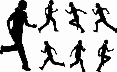 silhouettes of woman running - vector Stock Photo - Budget Royalty-Free & Subscription, Code: 400-04340661