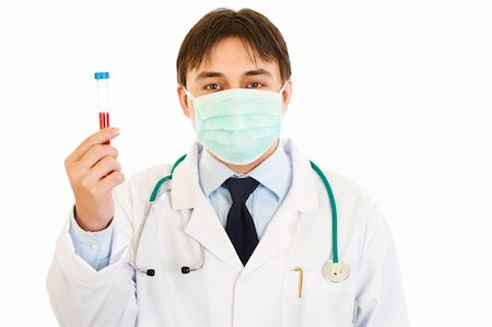 simsearch:400-07099889,k - Medical doctor in mask  holding blood sample in hand isolated on white Stock Photo - Budget Royalty-Free & Subscription, Code: 400-04341340