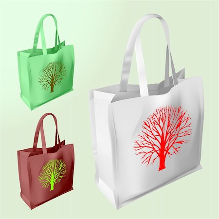 fthes (artist) - vector set of three reusable bags with a tree silhouette printed on each one Stockbilder - Microstock & Abonnement, Bildnummer: 400-04341698
