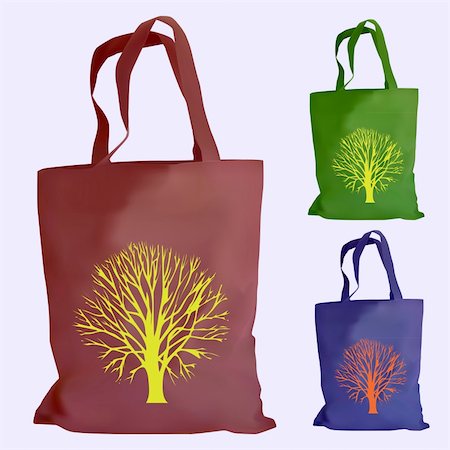 fthes (artist) - vector set of reusable shopping bags Stockbilder - Microstock & Abonnement, Bildnummer: 400-04341725