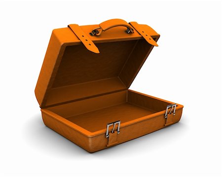 empty suitcase - 3d illustration of orange travel case over white background Foto de stock - Super Valor sin royalties y Suscripción, Código: 400-04341993
