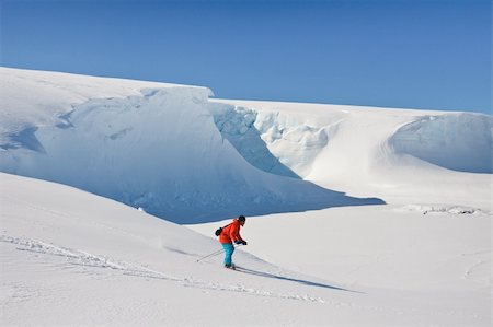 Man moves on skis. Glacier in background. Antarctica Stock Photo - Budget Royalty-Free & Subscription, Code: 400-04342266