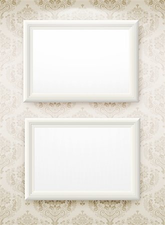 damask vector - 3d empty frame on the wall. Vintage background Stock Photo - Budget Royalty-Free & Subscription, Code: 400-04342462