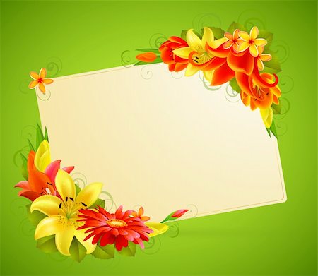 greeting card with flowers and place for text Stock Photo - Budget Royalty-Free & Subscription, Code: 400-04342476