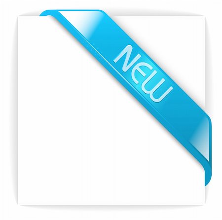 New glassy blue corner ribbon on white square Stock Photo - Budget Royalty-Free & Subscription, Code: 400-04342498