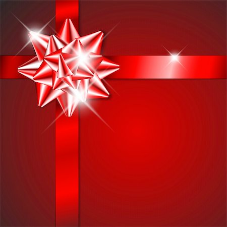 simsearch:400-06172940,k - Red bow on a red ribbon with red  background - vector Christmas card (no text) Photographie de stock - Aubaine LD & Abonnement, Code: 400-04342493