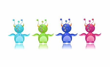 simsearch:400-04202513,k - green blue cyan purple cute monster icon set with three eyes and horn isolated on white background Stock Photo - Budget Royalty-Free & Subscription, Code: 400-04342718