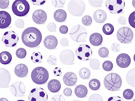 sport balls seamless pattern. Vector illustration of sport background. Stock Photo - Budget Royalty-Free & Subscription, Code: 400-04342767