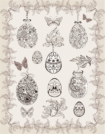 simsearch:400-04359394,k - Vintage stylized springtime easter set Stock Photo - Budget Royalty-Free & Subscription, Code: 400-04342822