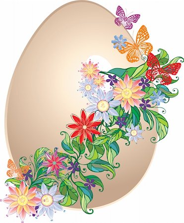 painted happy flowers - Floral easter egg Stock Photo - Budget Royalty-Free & Subscription, Code: 400-04342984