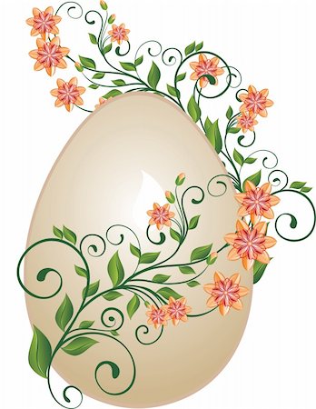painted happy flowers - Floral easter egg Stock Photo - Budget Royalty-Free & Subscription, Code: 400-04342983