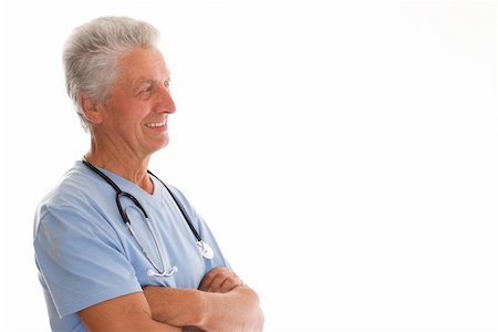 simsearch:400-04375768,k - elderly man doctor on a white background Foto de stock - Royalty-Free Super Valor e Assinatura, Número: 400-04343008