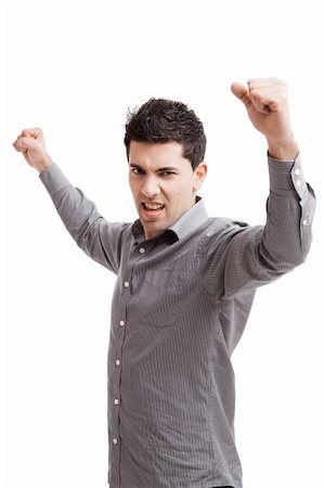 simsearch:400-04343310,k - Happy young man with arms up isolated on a white background Photographie de stock - Aubaine LD & Abonnement, Code: 400-04343310