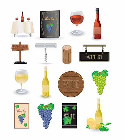 simsearch:841-07202664,k - Wine icon set Photographie de stock - Aubaine LD & Abonnement, Code: 400-04343330