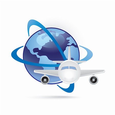 world and plane icon Stock Photo - Budget Royalty-Free & Subscription, Code: 400-04343331