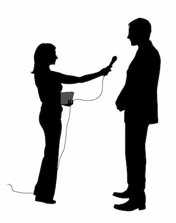 silhouette man on microphone - Illustration of an interview. Isolated white background. EPS file available. Stock Photo - Budget Royalty-Free & Subscription, Code: 400-04343342