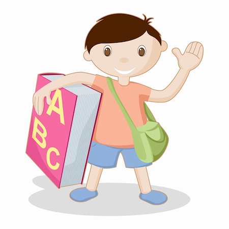 simsearch:400-06747549,k - illustration of kid standing with book and school bag on white background Foto de stock - Super Valor sin royalties y Suscripción, Código: 400-04343364