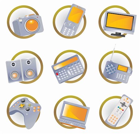 Hi-tech equipment icons. Vector illustration for you design Stock Photo - Budget Royalty-Free & Subscription, Code: 400-04343411
